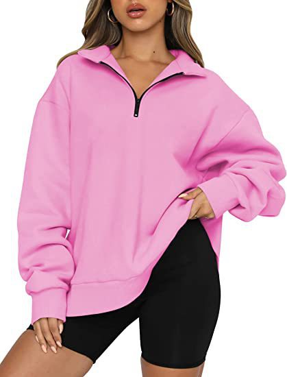 CozyChic Zip-Up Sweatshirt — Turndown Collar, Effortless Loose Fit for Everyday Style