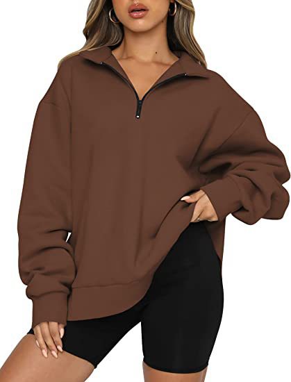 CozyChic Zip-Up Sweatshirt — Turndown Collar, Effortless Loose Fit for Everyday Style