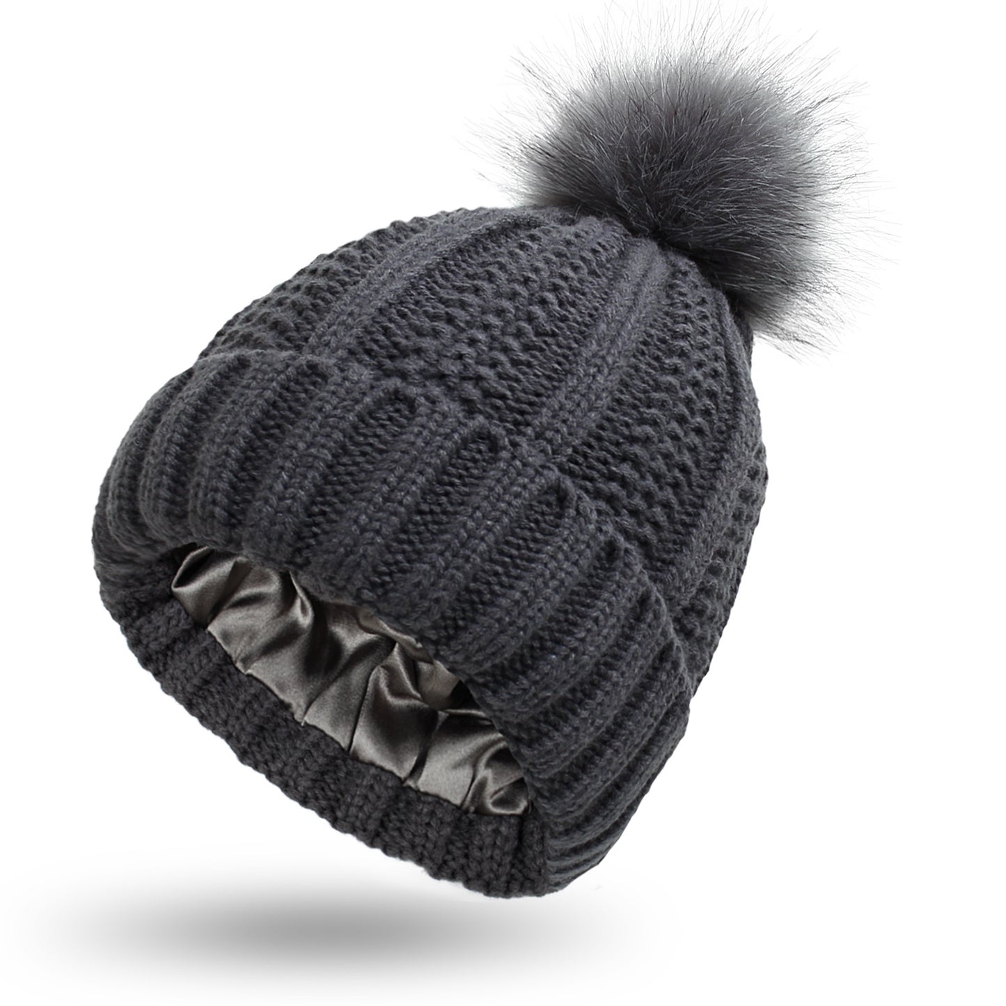 Warm Knit Pom Pom Hat for Women