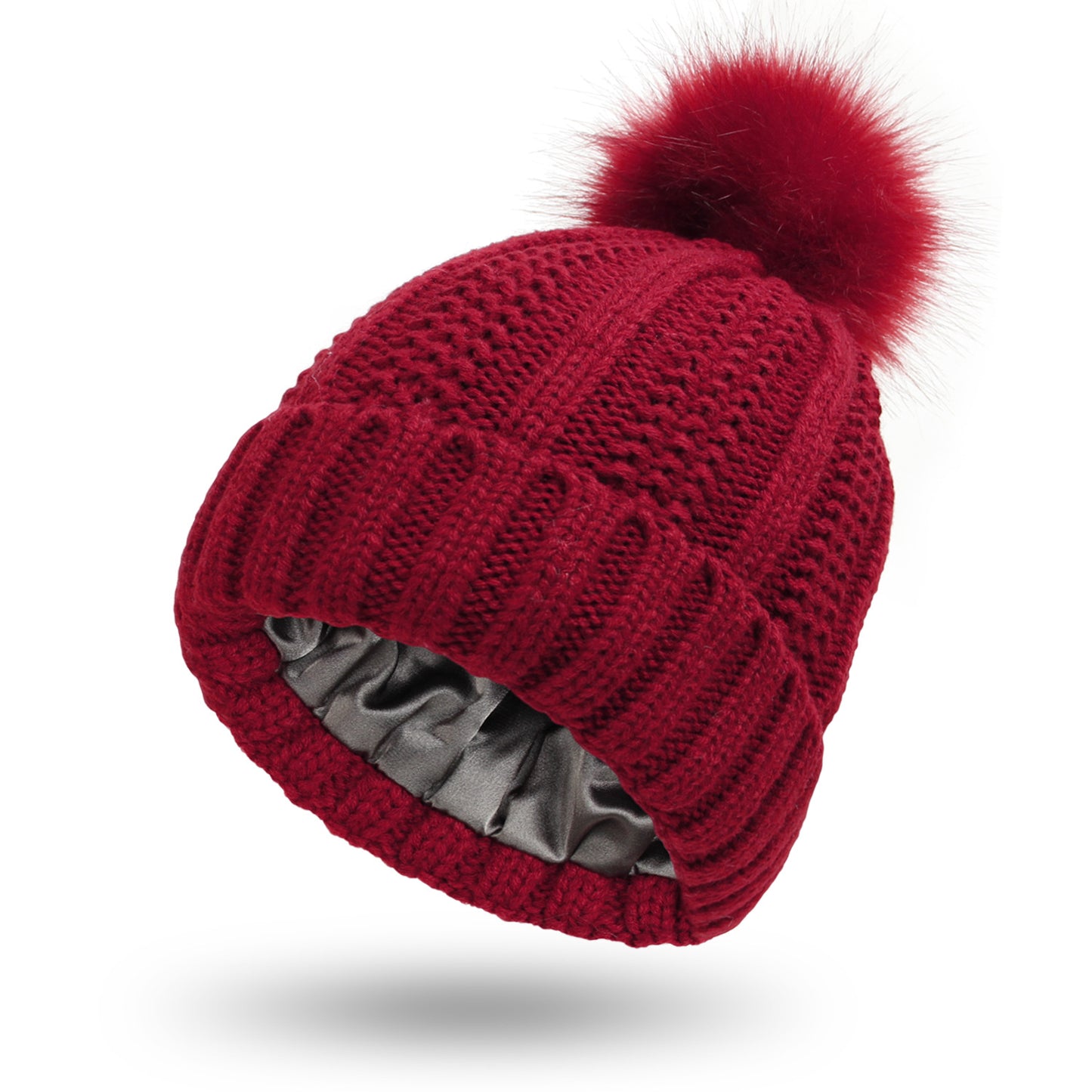 Warm Knit Pom Pom Hat for Women