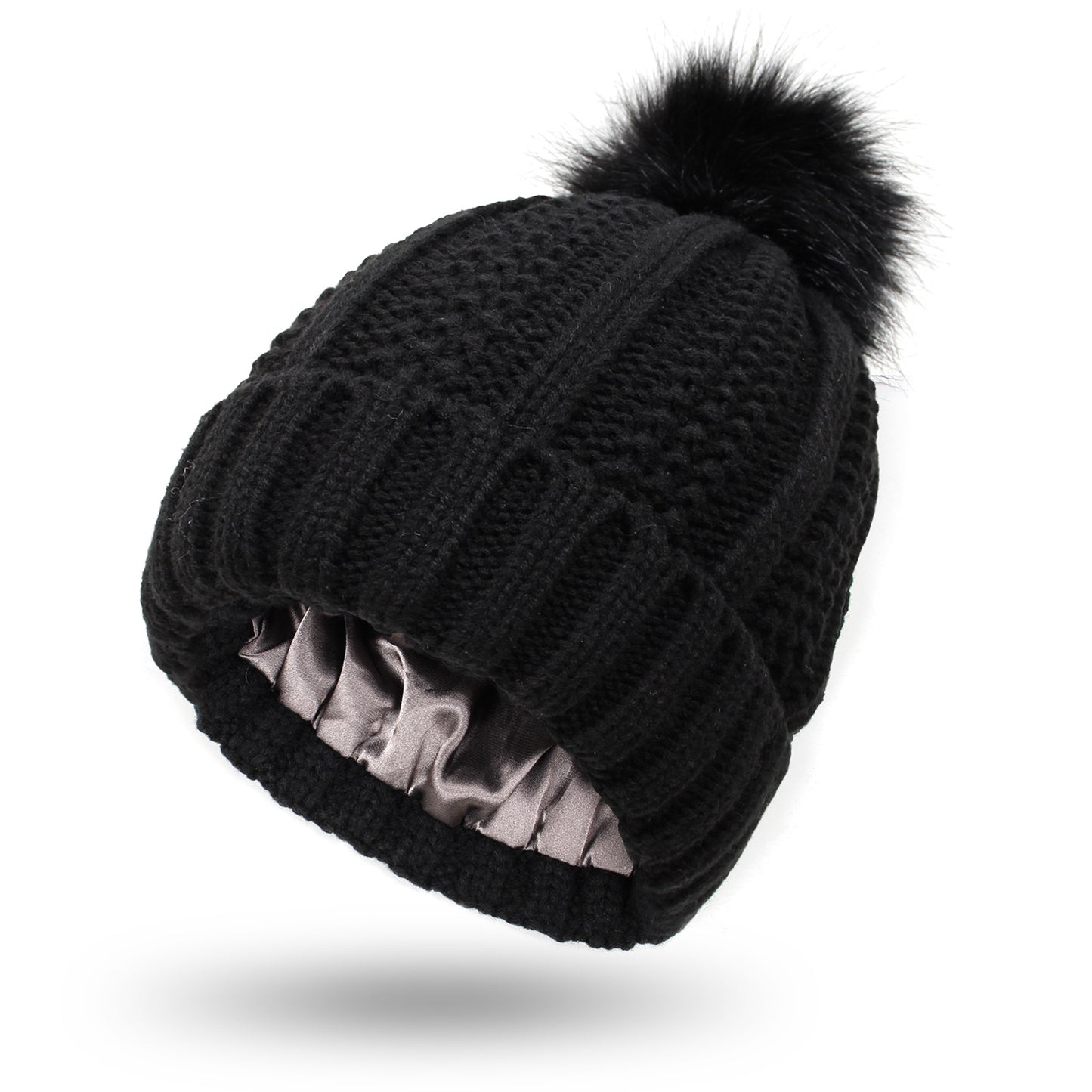 Warm Knit Pom Pom Hat for Women