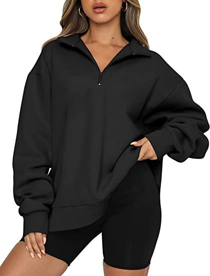 CozyChic Zip-Up Sweatshirt — Turndown Collar, Effortless Loose Fit for Everyday Style